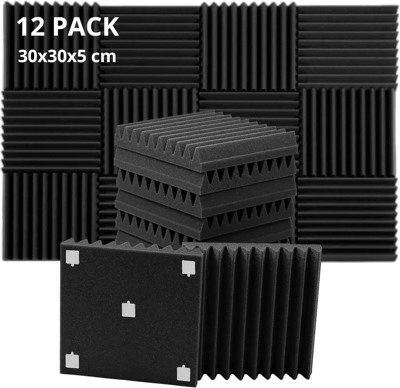 12-teiliges Akustikpaneele-Set, 30x30x5 cm / 12 Stück