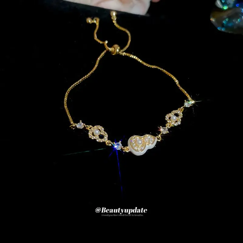 18K Vergoldetes Zirkon-Perlenarmband