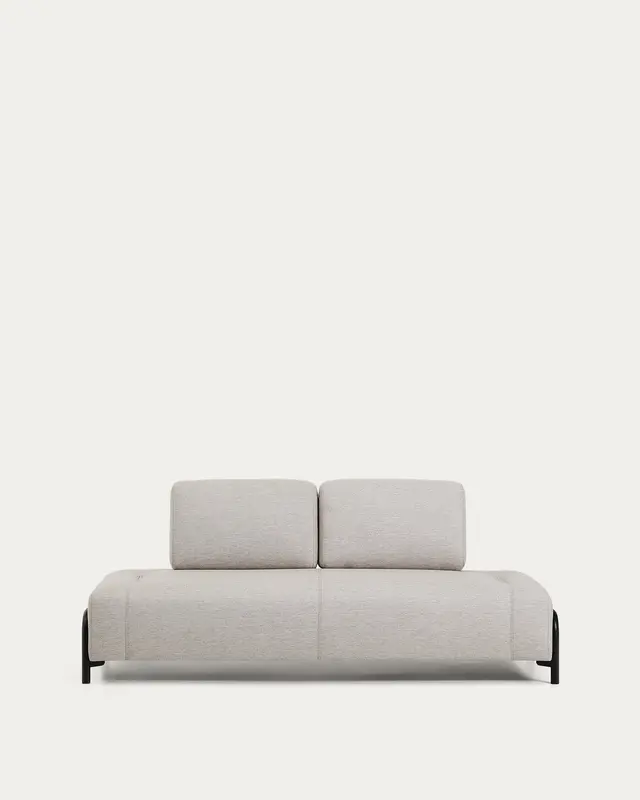 2-Sitzer-Modul Compo in Graubeige mit schwarzem Metallgestell 200 cm FSC Mix Credit
