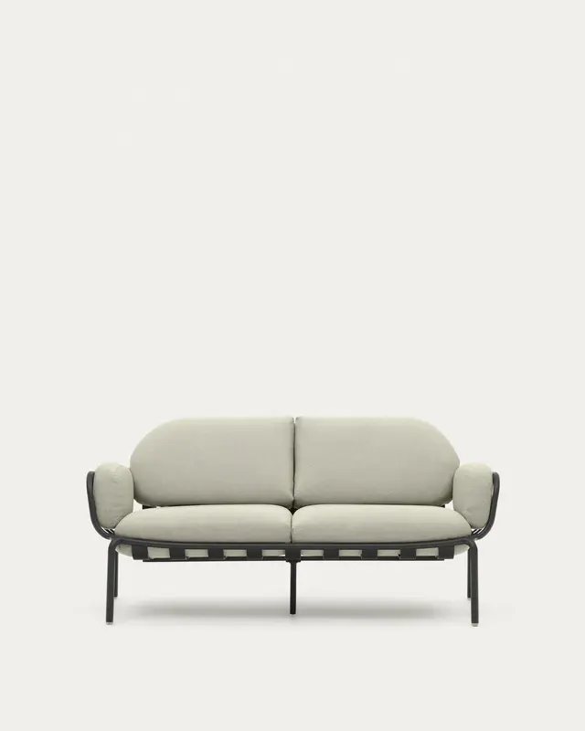 2-Sitzer-Outdoor-Sofa Joncols mit Bezug in Beige aus Aluminium mit grau lackiertem Finish
