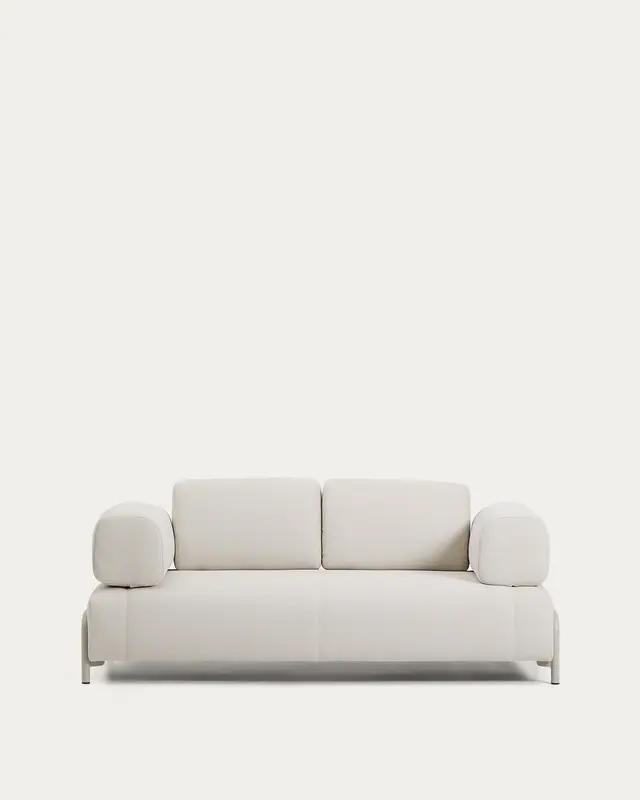 2-Sitzer-Sofa Compo aus Chenille in Ecru mit beigem Metallgestell 200 cm FSC Mix Credit