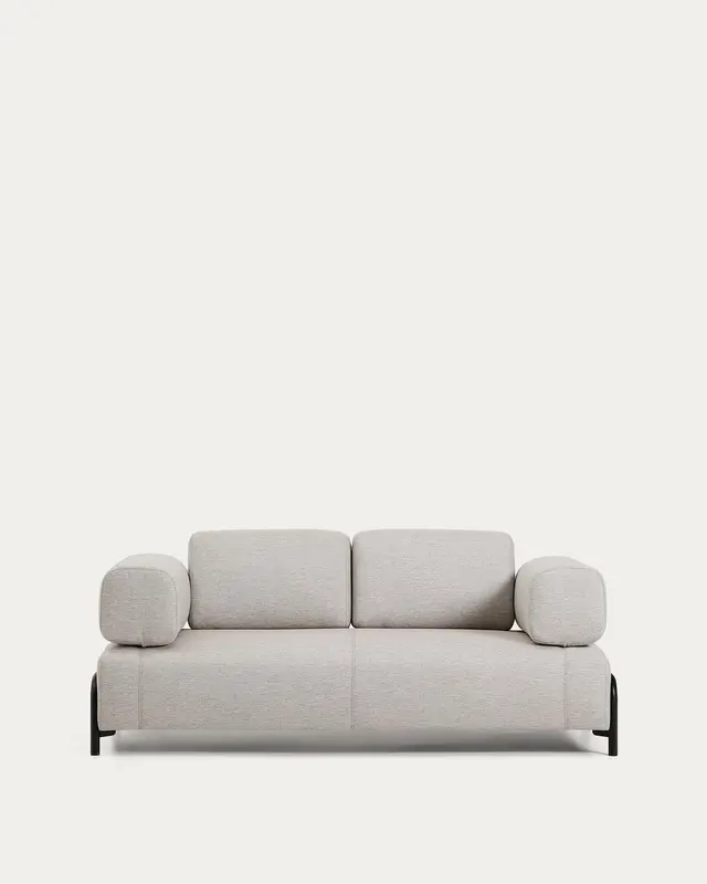 2-Sitzer-Sofa Compo in Graubeige mit schwarzem Metallgestell 200 cm FSC Mix Credit