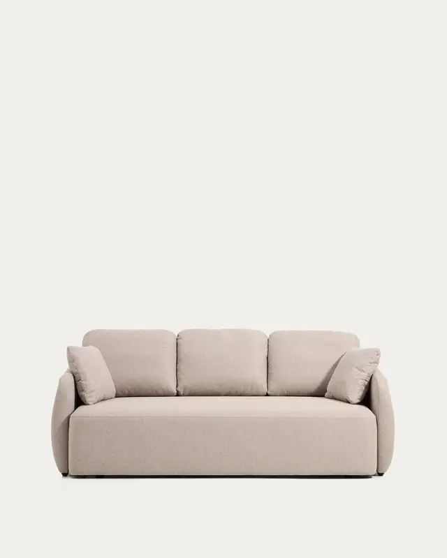 3-Sitzer-Bettsofa Laira in beiger Chenille, 218 cm, FSC Mix Credit