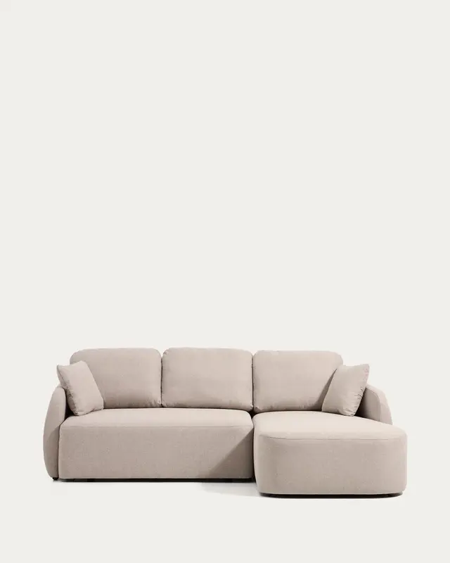 3-Sitzer-Bettsofa Laira in beiger Chenille und Chaiselongue rechts, 246 cm, FSC Mix Credit