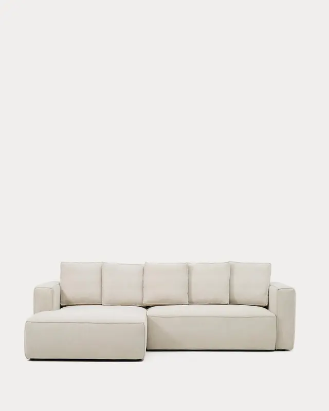 3-Sitzer Bettsofa Marela mit Chaiselongue links in beiger Chenille, 276 cm, FSC Mix Credit