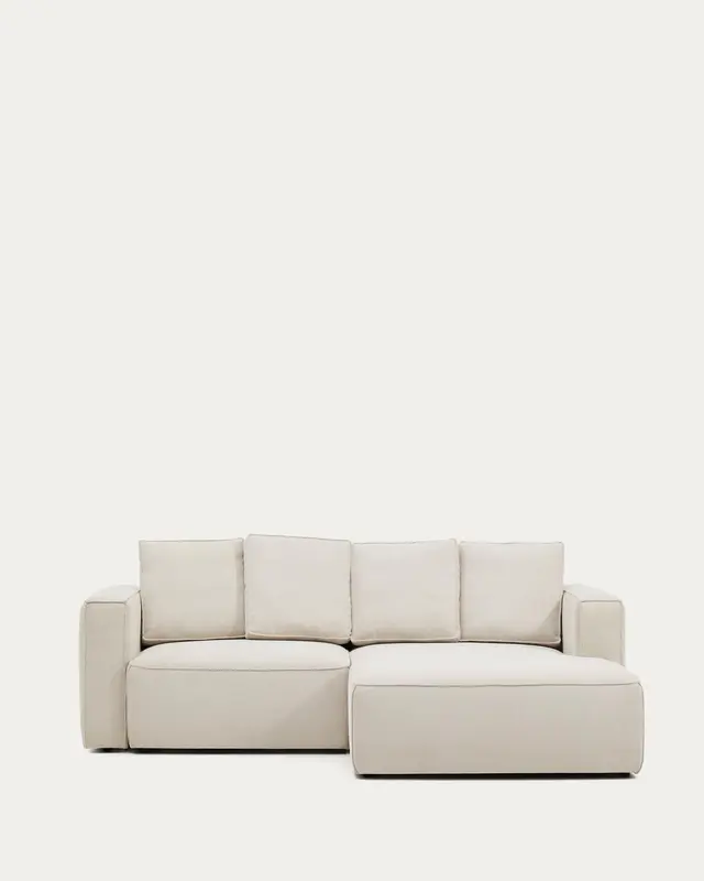 3-Sitzer Bettsofa Marela mit Chaiselongue rechts in beiger Chenille, 236 cm, FSC Mix Credit