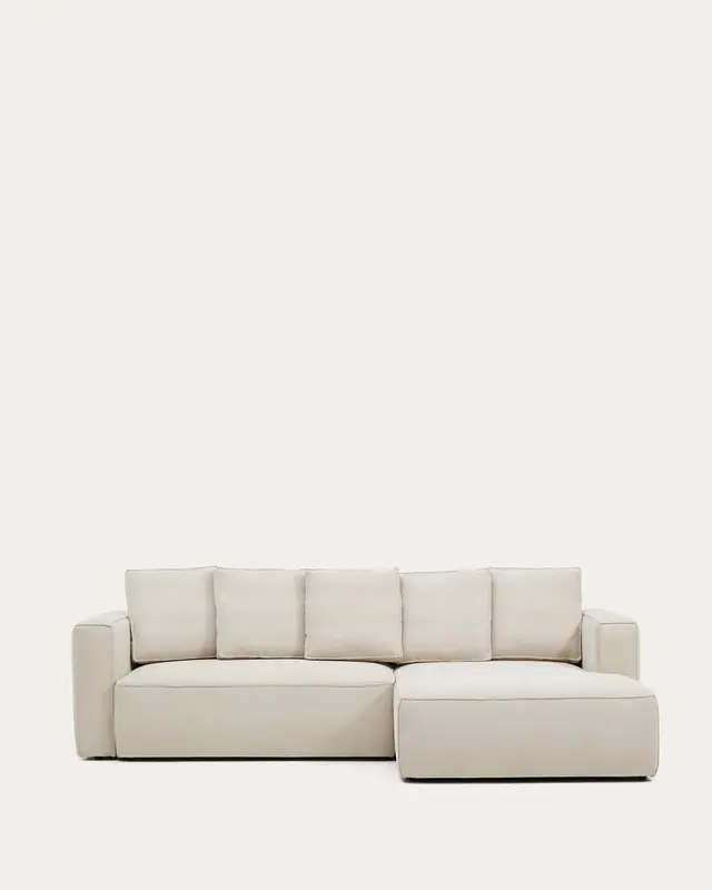 3-Sitzer Bettsofa Marela mit Chaiselongue rechts in beiger Chenille, 276 cm, FSC Mix Credit