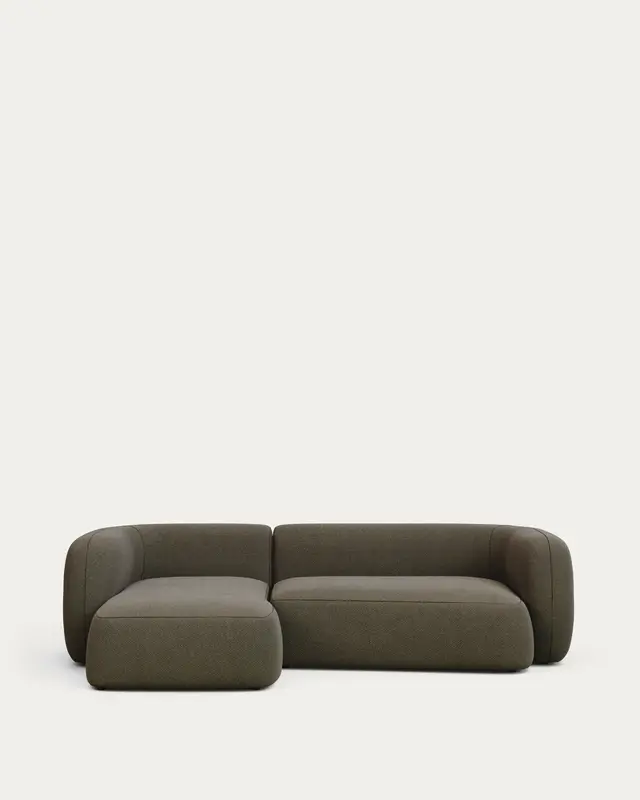 3-Sitzer-Modularsofa Martina mit grüner Chenille und Chaiselongue links 287 cm