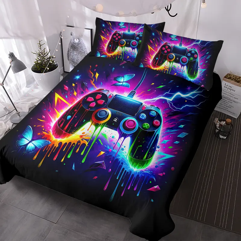 3-teiliges Gaming-Bettwäsche-Set mit Gamepad-Design