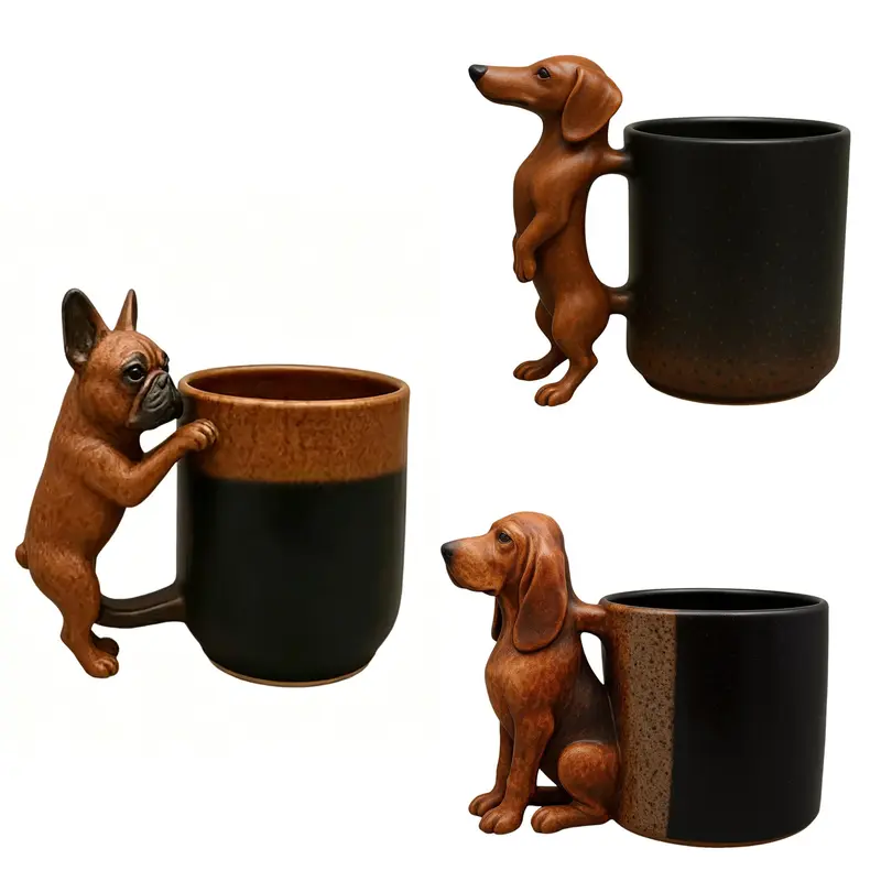 3D-Hunde-Tasse «Bruno» · Handbemalte Keramik
