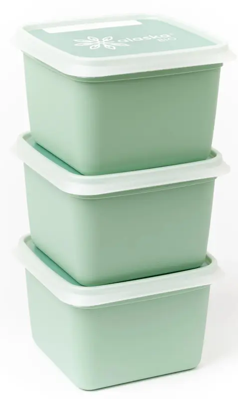 3er Set Alaska Bio Gefrierboxen 750ml grün