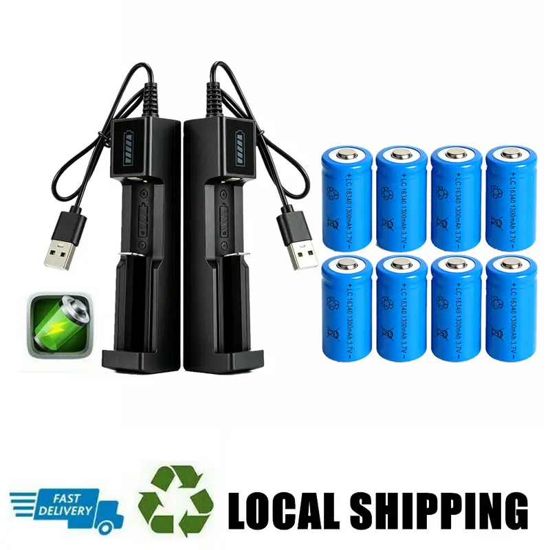 4er-Pack CR123A Li-Ion Akkus mit USB-Ladegerät