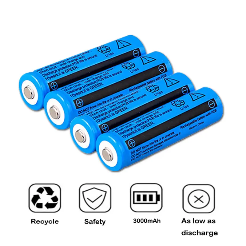 4er-Set 18650 Li-ion Akkus, 3000mAh