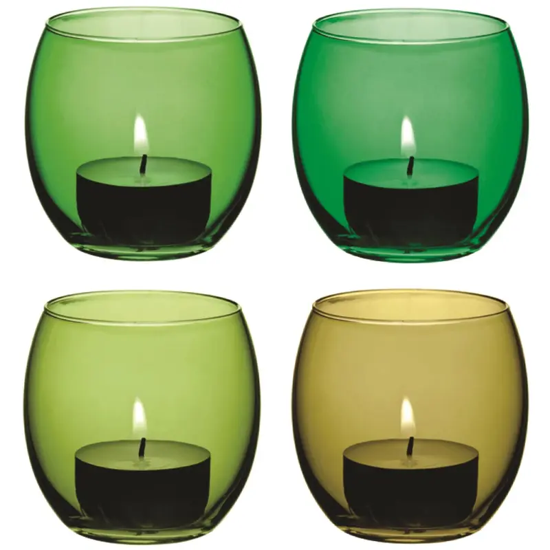 4er Set Coro Teelichthalter H6.5cm leaf assortiert