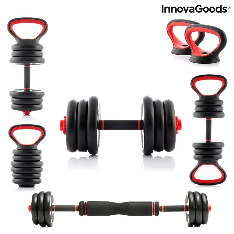 6 in 1 Verstellbarer Hantelsatz mit Trainingsanleitung Sixfit InnovaGoods Eisen (Restauriert B)