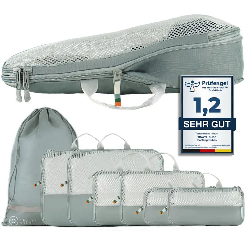 7-teiliges Packwürfel-Set, 7-teiliges Set Stahlblau
