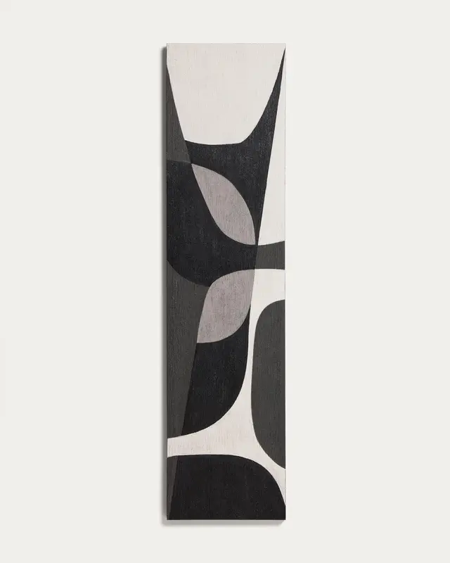 Abstraktes Bild Onure in Schwarz und Weiss, 45 x 180