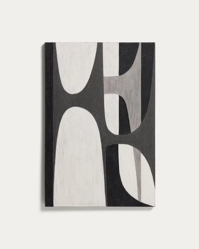 Abstraktes Bild Onure in Schwarz und Weiss, 60 x 90 cm