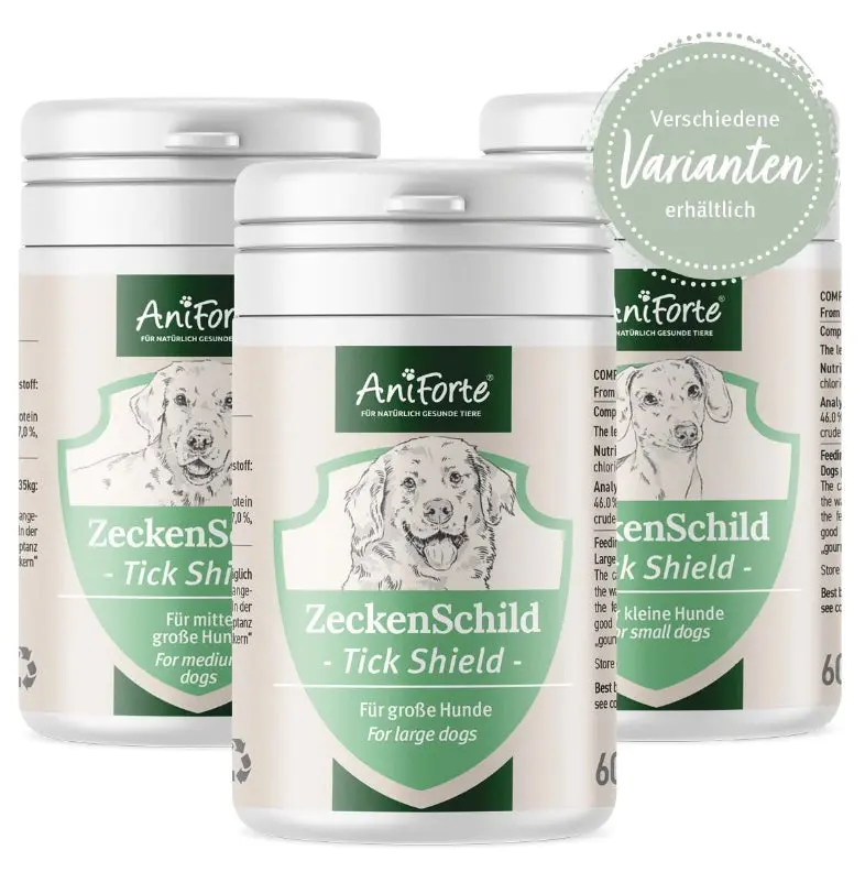 Aniforte ZeckenSchild kleine Hunde - Effektive Kombi aus Bierhefe & Vitamin B1 - 60 Kapseln