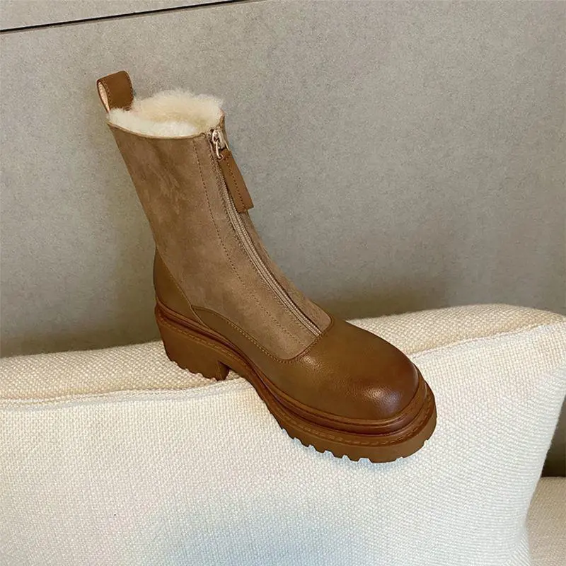 Ankle Boots mit Chunky-Sohle und Front-Reissverschluss