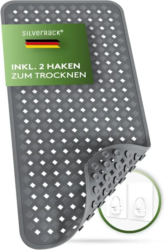 Antirutsch-Badewannenmatte (88x40 cm), 88 x 40 Dunkelgrau