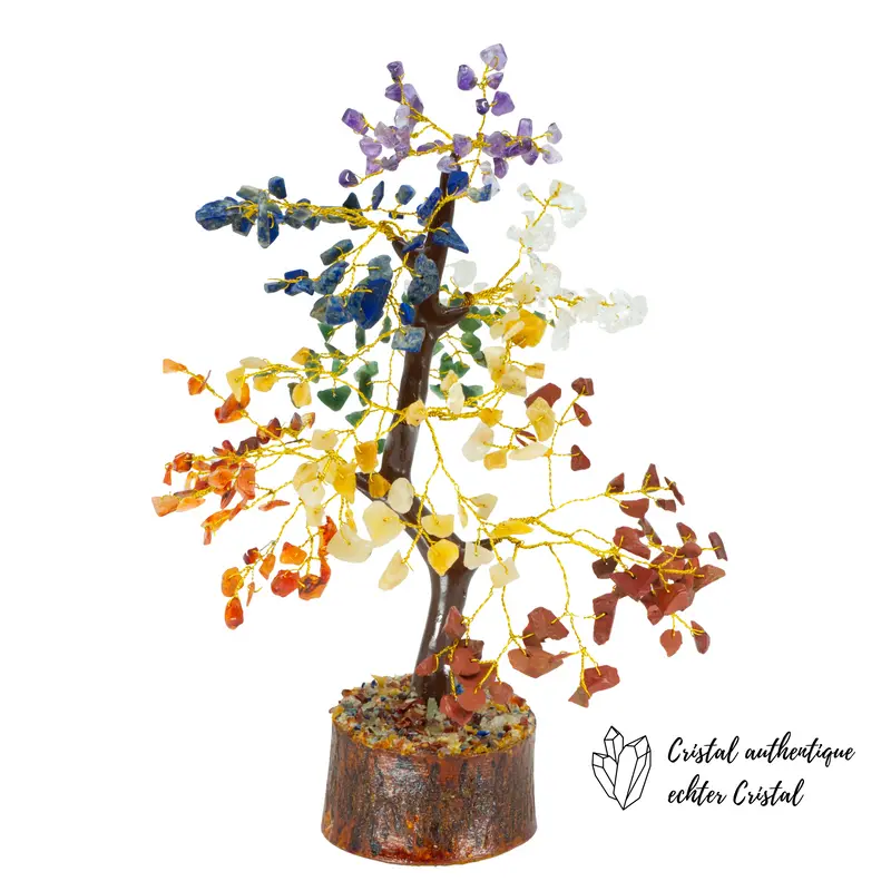 Arbre du Bonheur 7 Chakras – 300 Pierres Naturelles – 21 cm