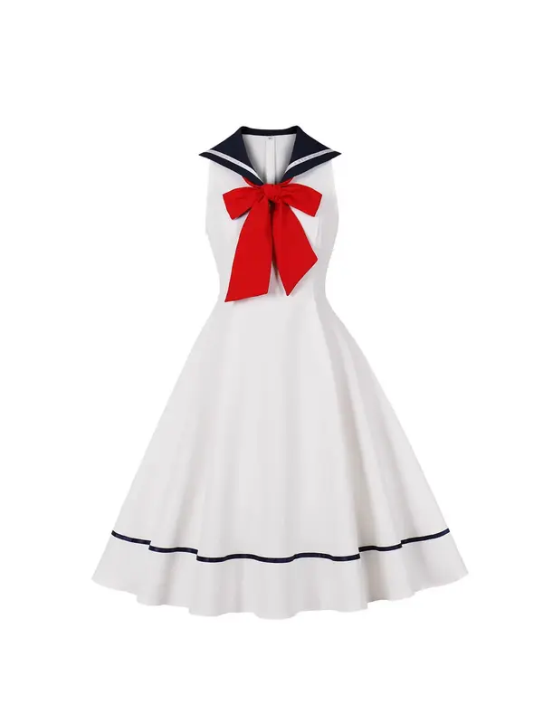 Ärmelloses A-Linien Kleid mit Schleifendetails