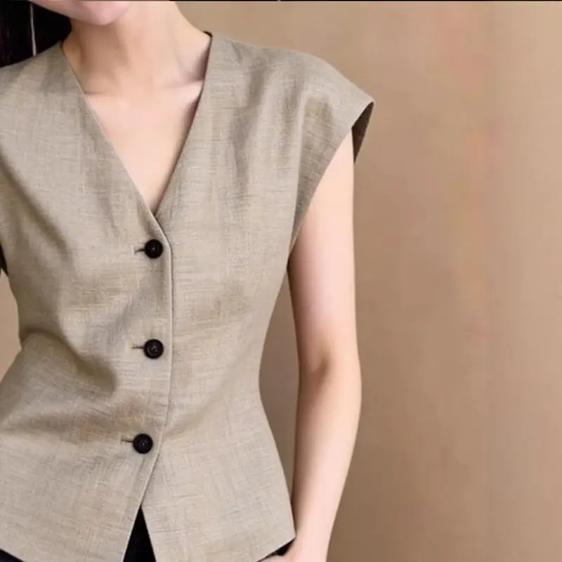 Ärmelloses Top für Pendler – Khaki