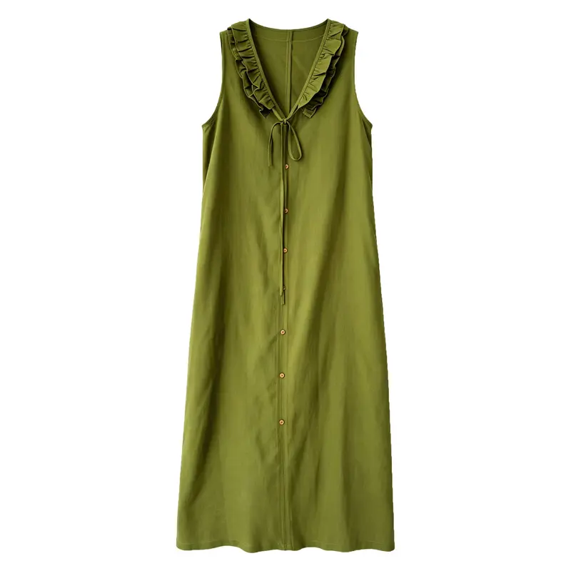 Ärmelloses V-Neck Kleid mit Rüschen