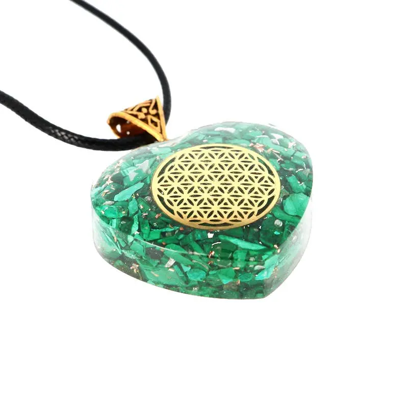 Artisans de Madagascar – Echtes Malachit-Herz „Blume des Lebens“ 3,5 cm