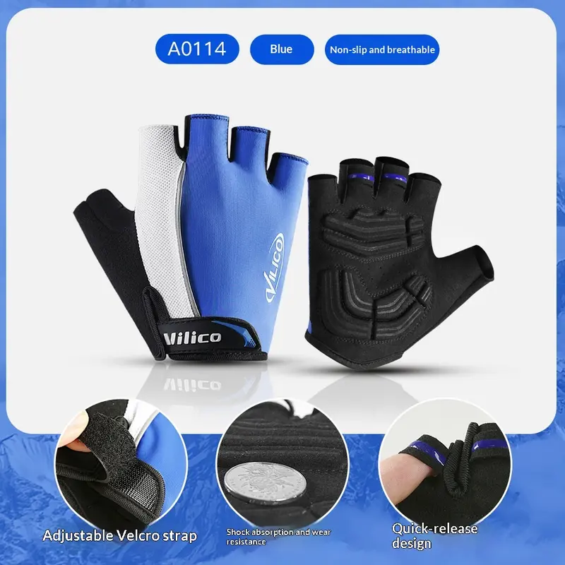 Atmungsaktive Anti-Rutsch Velo-Handschuhe (Halbfinger)