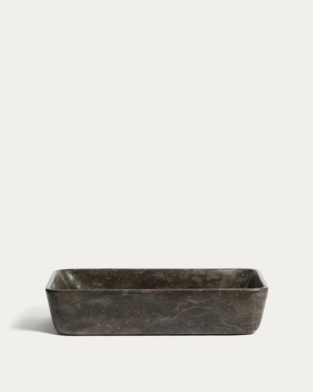 Aufsatzwaschbecken Darnen aus grauem Marmor, 55 x 35 cm