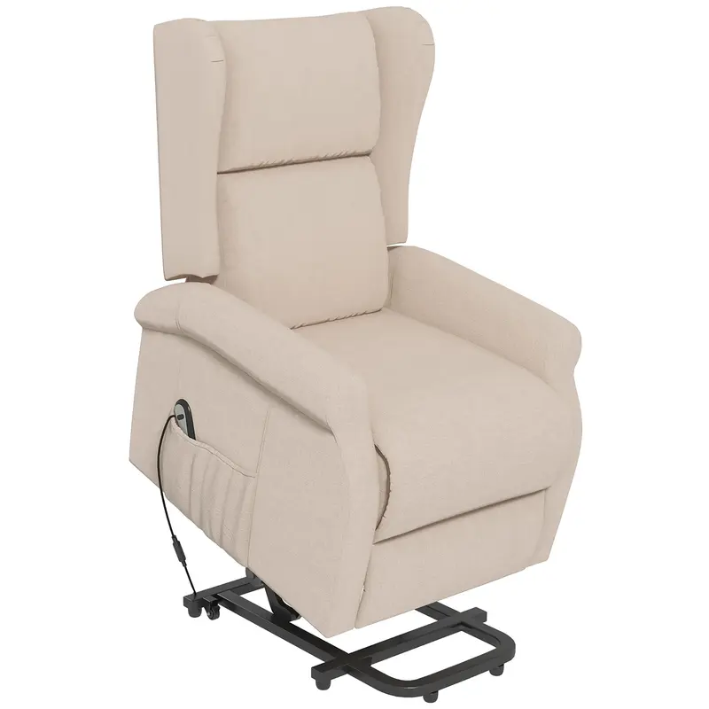 Aufstehsessel Fernsehsessel mit Aufstehhilfe elektrisch Liegefunktion Creme, 72,5x94x109cm