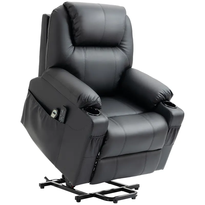 Aufstehsessel Massagesessel neigbare Rücklehne 8 Massagemodi Schwarz, 88x99x106cm