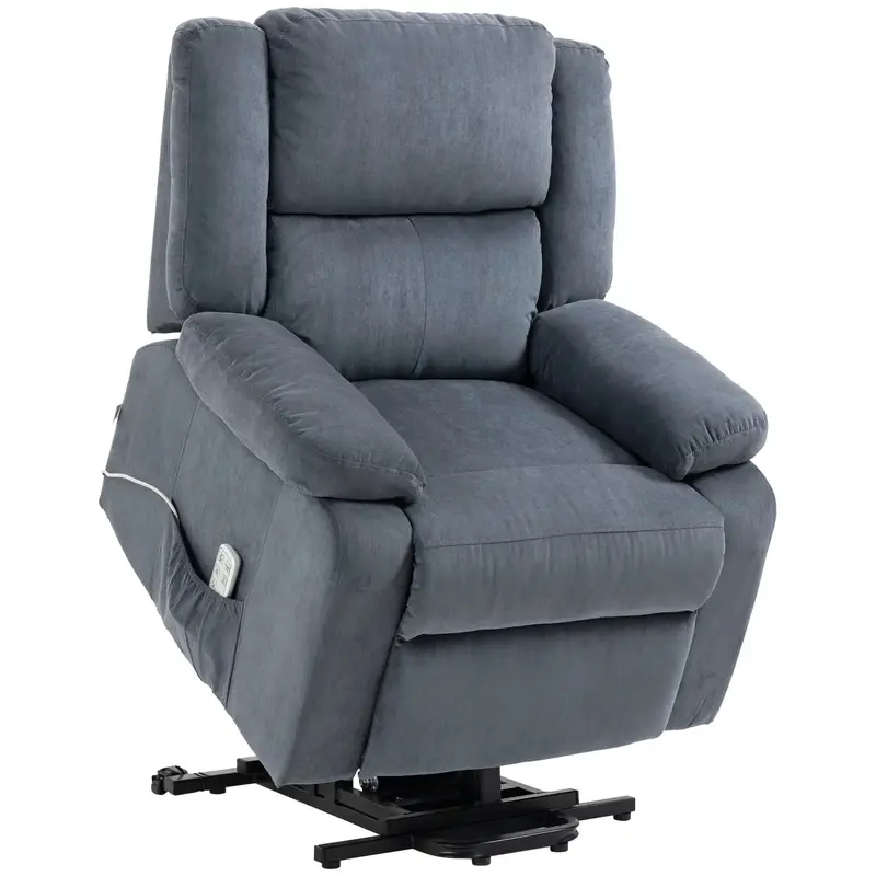Aufstehsessel Relaxsessel mit Liegefunktion Fernbedienung Samtoptik Grau, 92x93x105cm