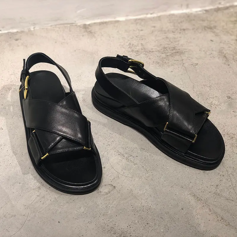 Axige Leder-Plattformschuhe Romantische Sandalen