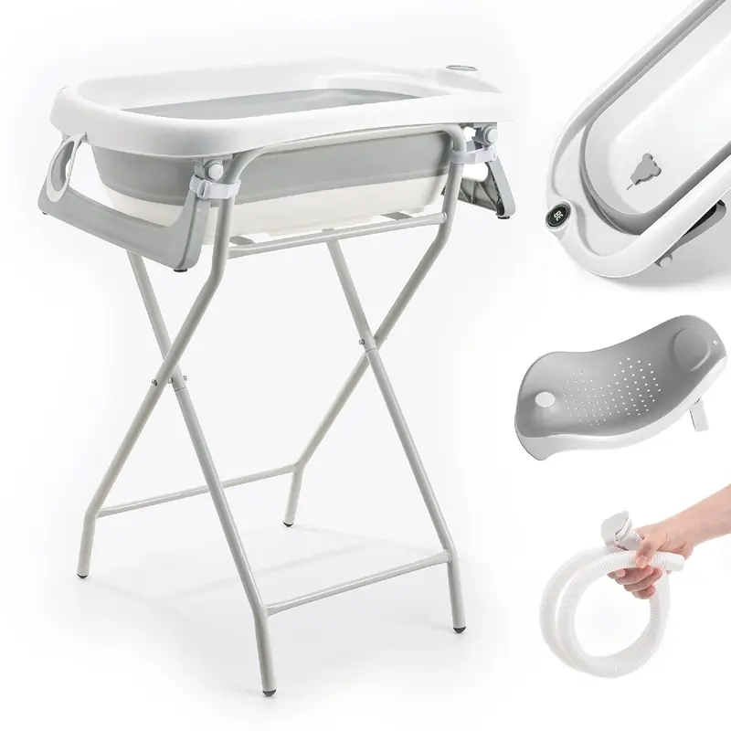 Babybadewannen-Set, Badewanne + Ständer GRAU