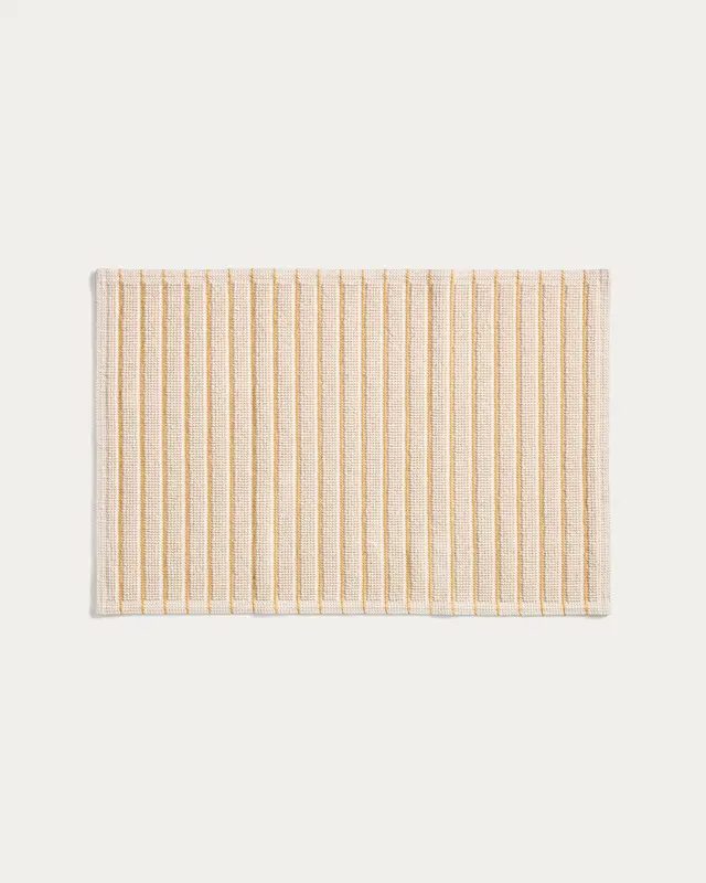 Badezimmermatte Merade aus Baumwolle mit gelben Streifen 50 x 80 cm
