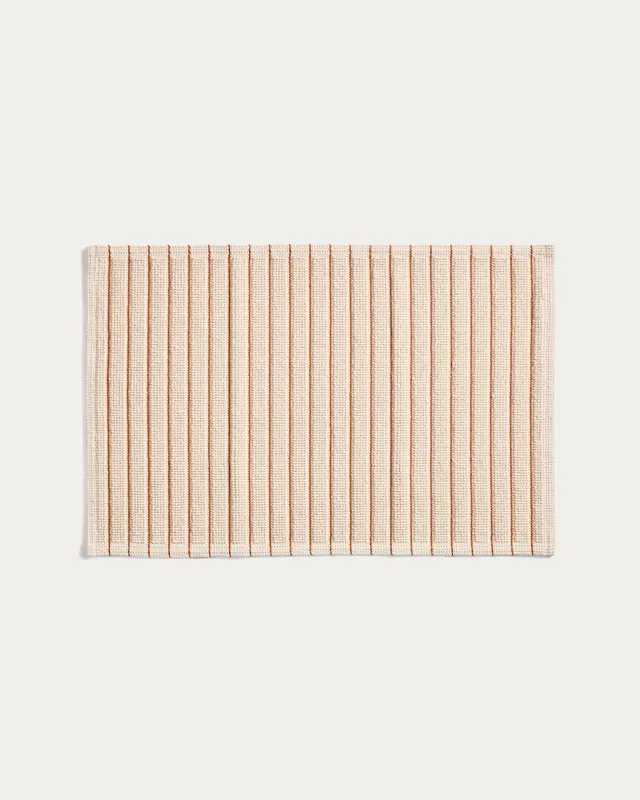 Badezimmermatte Merade aus Baumwolle mit orangefarbenen Streifen 50 x 80 cm