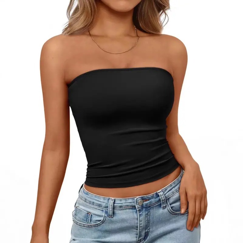 Bandeau-Top uni · Damen, schulterfrei & elastisch (Sommer 2026)