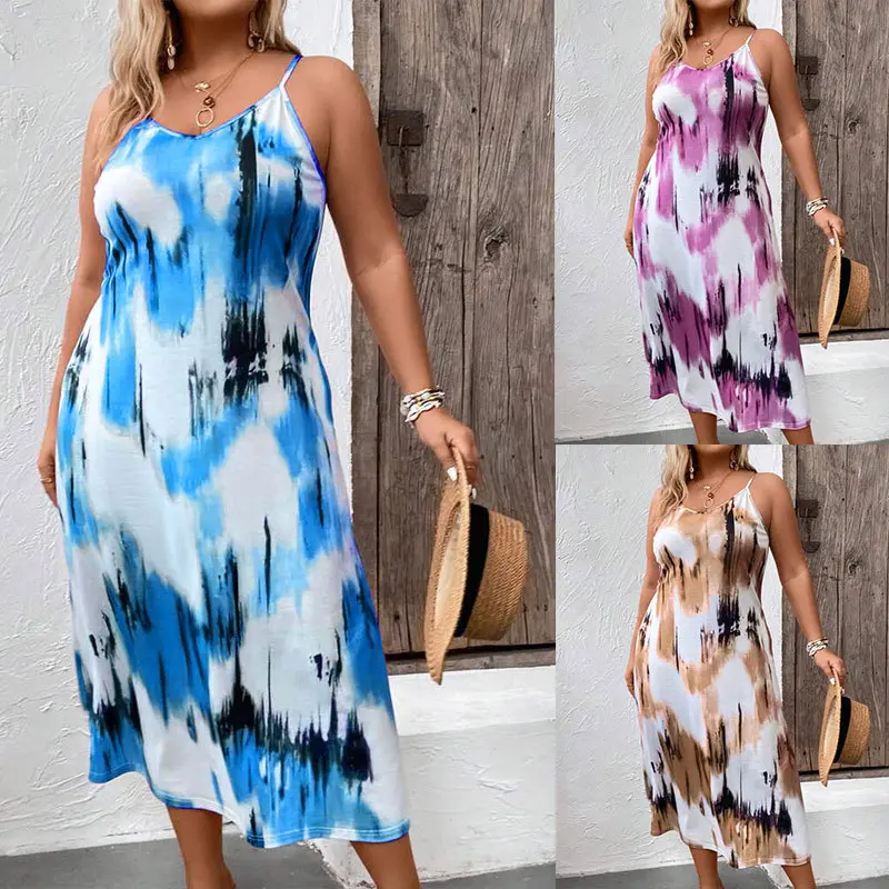 Bedrucktes A-Linien Plus-Size Kleid