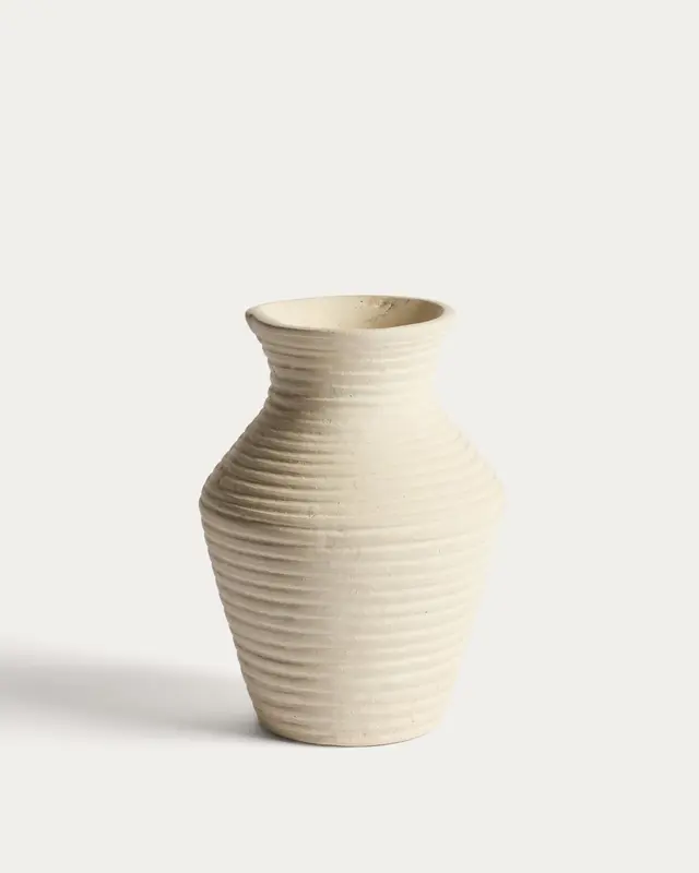 Beige Pappmaché-Vase Pria, 25 cm