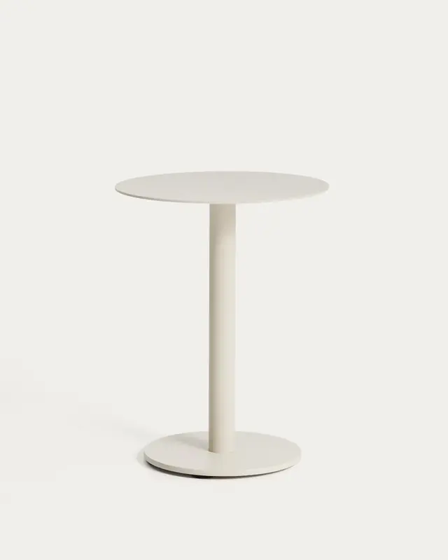 Beistelltisch Asinara aus beigem Aluminium, Ø 40 cm