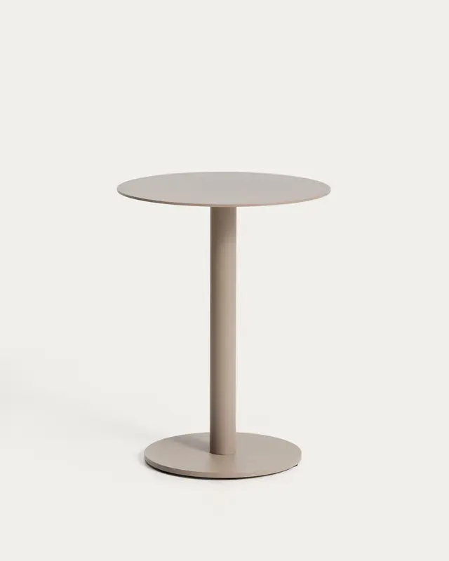 Beistelltisch Asinara aus taupefarbenem Aluminium, Ø 40 cm