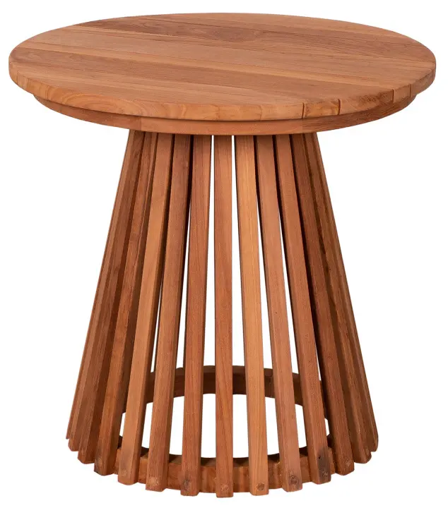 Beistelltisch Rund Lamellen, Teakholz - Woodie ø 50cm
