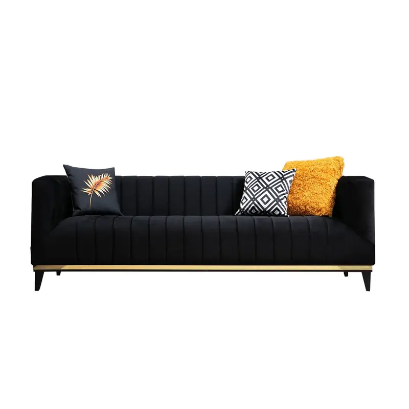 Bellino 3er Sofa - Schwarz Gold