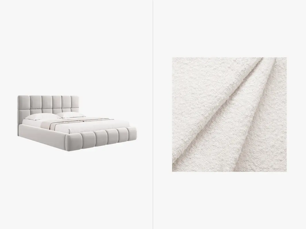 Bellis Boucle Bett mit Stauraum und Headboard 160cm