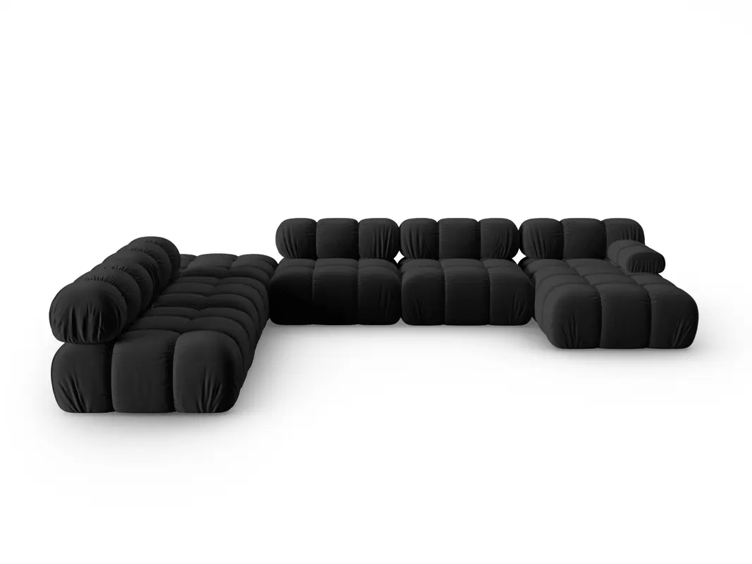 Bellis Velour modulares Panoramic Ecksofa links 7 Sitzer 282cm