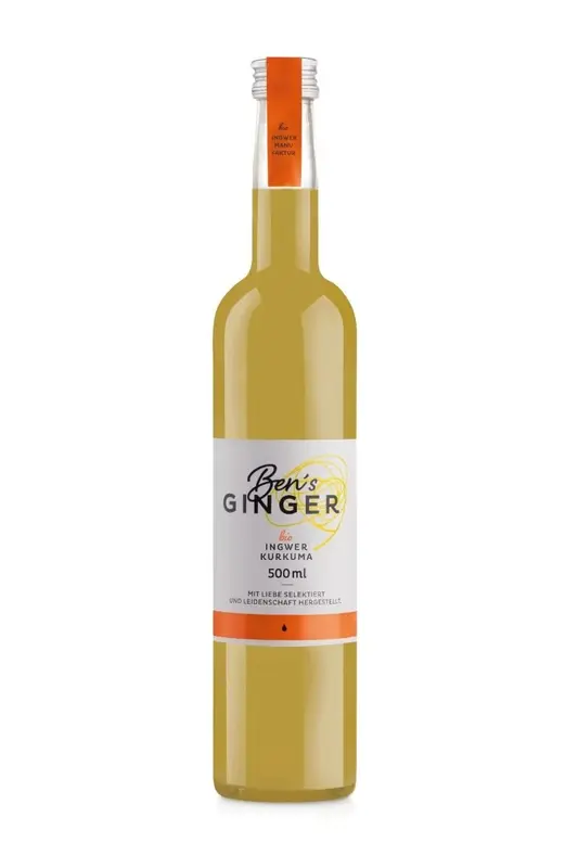 Ben’s Ginger Bio Ingwer Kurkuma 500ml – Immunstärkender Drink mit Antioxidantien