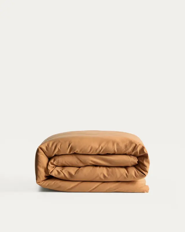 Bettbezug Sirale aus 100 % Baumwollsatin mit Washed-Finish in Kupfer für 90-cm-Betten